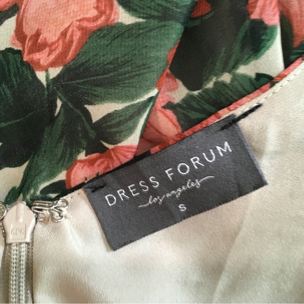 DRESS FORUM Midi Dress Wrap Floral Ruffle Cottagecore Womens Small Green Orange - Picture 5 of 7